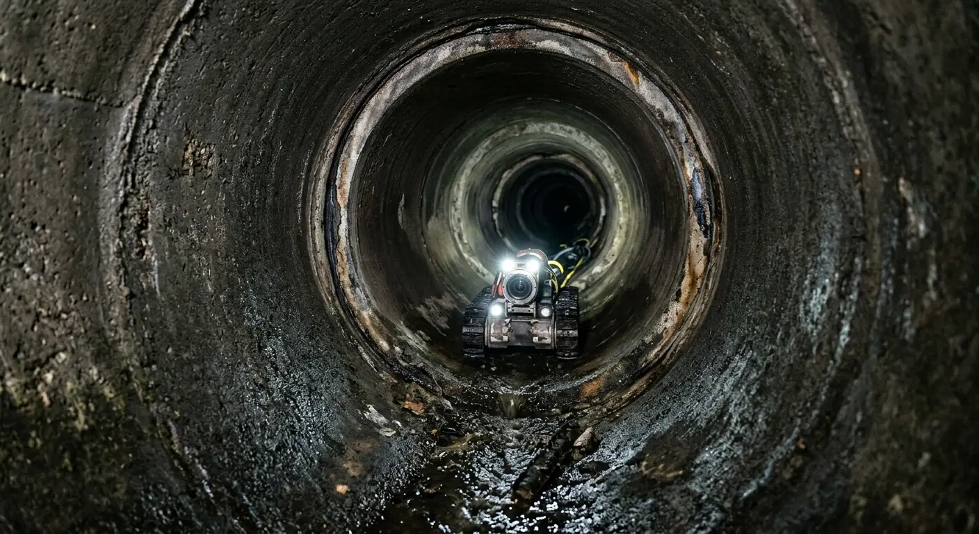 Robotic sewer camera inspecting pipe interior for Drain Snake Service in North Lakes